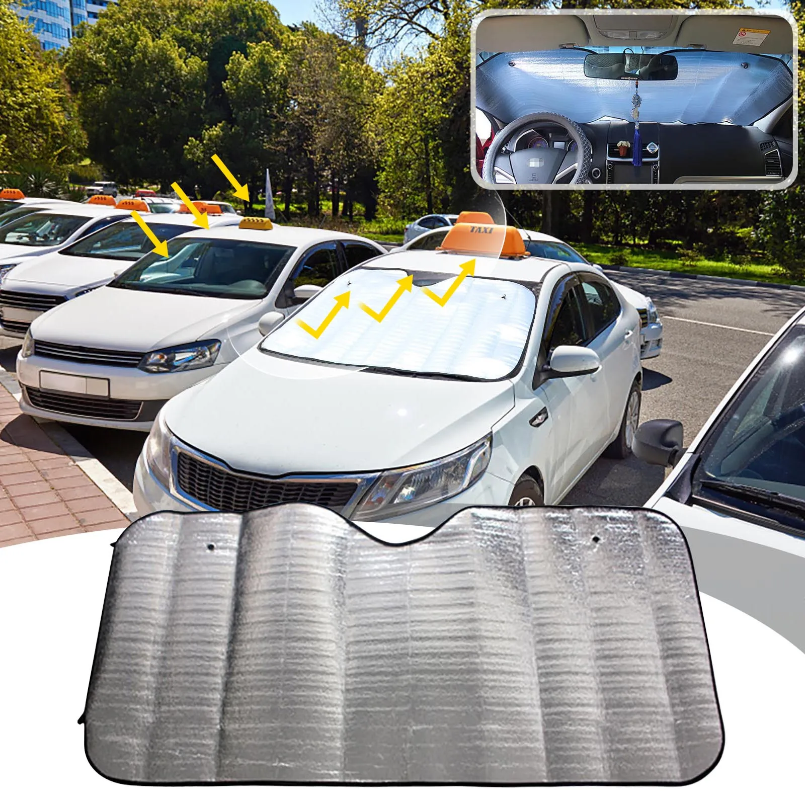Car Windshield Sunshades Block Curtains Silver Oxford Cloth Car Shades Sun Windows For Front