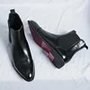 Chelsea Boots for Men Red Sole Pu Ankle Business Round Toe Slip-On Mens Boots Free Shipping Size 38-46 Men Shoes mens boots