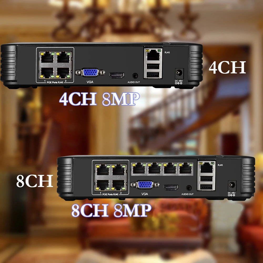 Gadinan Face Detect H.265AI 8CH 4CH 4K 8MP 5MP POE NVR Audio Out For Security Surveillance Videcam Network Video Recorder XMeye