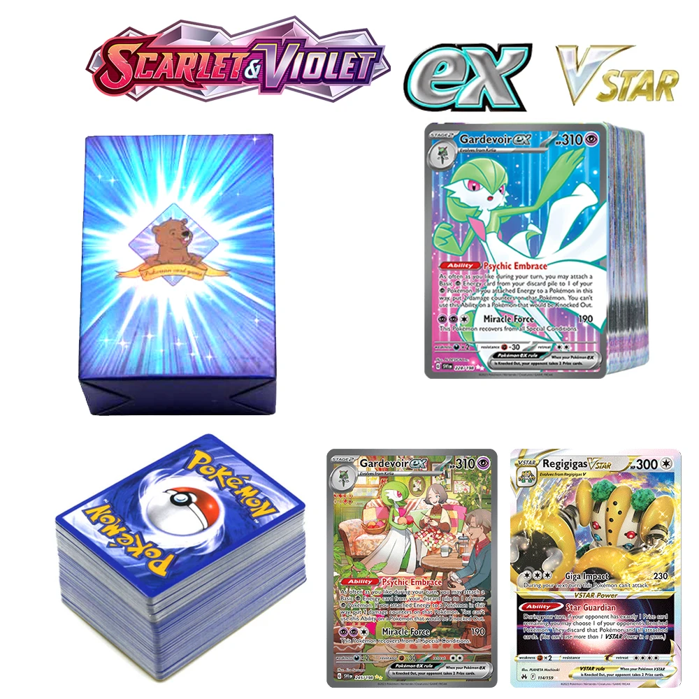 

Holographic Pokemon Cards Scarlet Violet New ex Vstar Vmax GX in English Letter with Rainbow Arceus Shiny Charizard Kids Gift