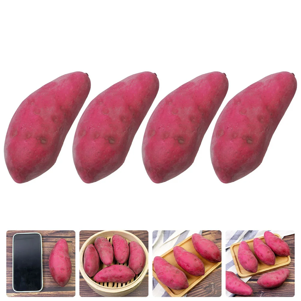 4 Pcs Plastic Food Toys Vegetable Model Artificial Decorations Sweet Potato Props Fruit Fake Foams Vegetables Purple Child