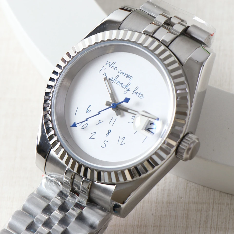 MINUTETIME NH35 Watch For Who cares, I'm already late Silver