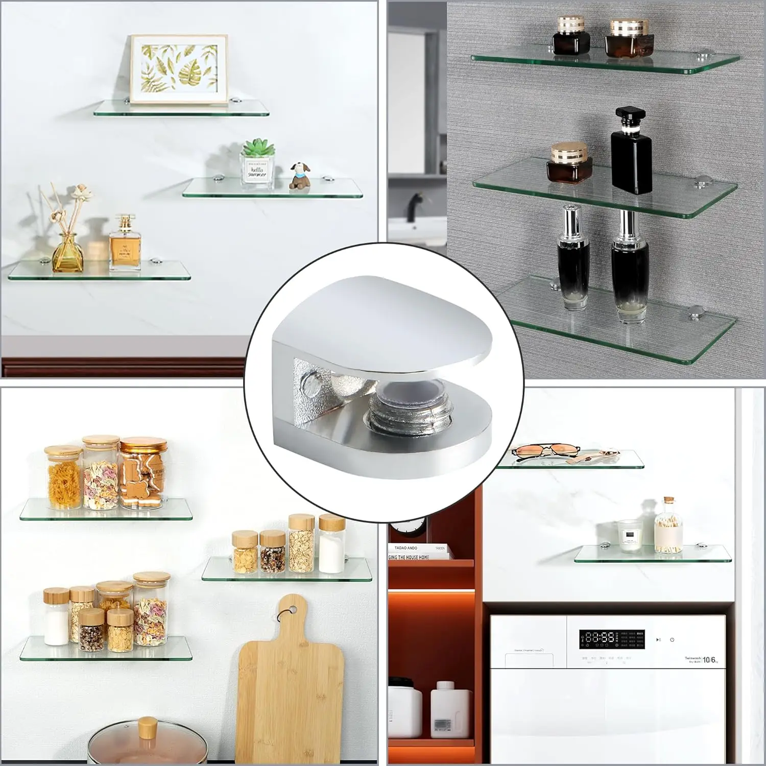 Glass Laminate Tray Bracket Glossy Fish Mouth Clip Zinc Alloy Fixed Glass Clip 5-12MM Thick 1PCS furniture hardware
