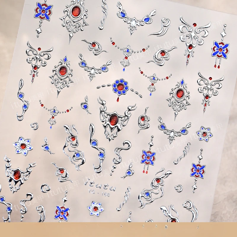 Love and Deepspace Peripheral Products Rafayel Hot Stamping Stickers Dunhuang Necklace Relief Pattern Adhesive Nail Stickers
