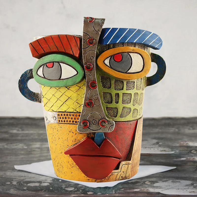 Resin Retro Face Abstract Art Succulent Flower Pots Ornament Antique Flower Vase Potted Plan Container flower pot,flower vase,hydroponic flower pot,plant pot