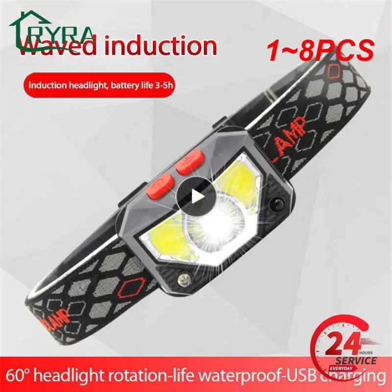 

Мощный фонарь с датчиком освещенности, Головной фонарь с аккумулятором USB, водонепроницаемый Головной фонарь для кемпинга, 1 ~ 8 шт. в упаковке