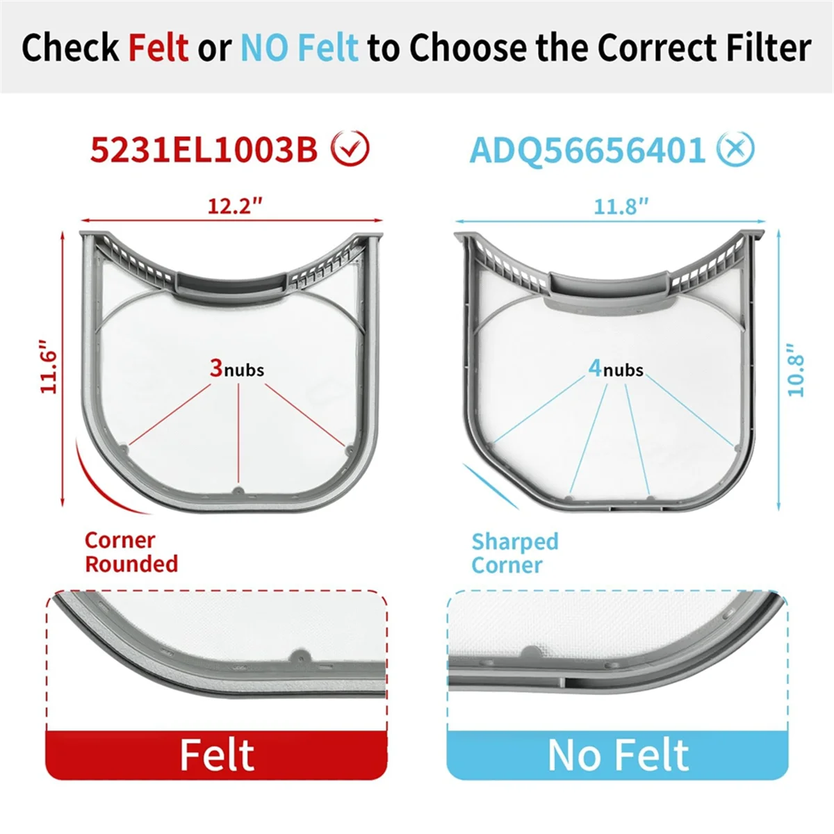 5231EL1003B Dryer Lint Filter for LG Kenmore Dryer Vent Lint Screen Replace AP4440606 PS3527578 5