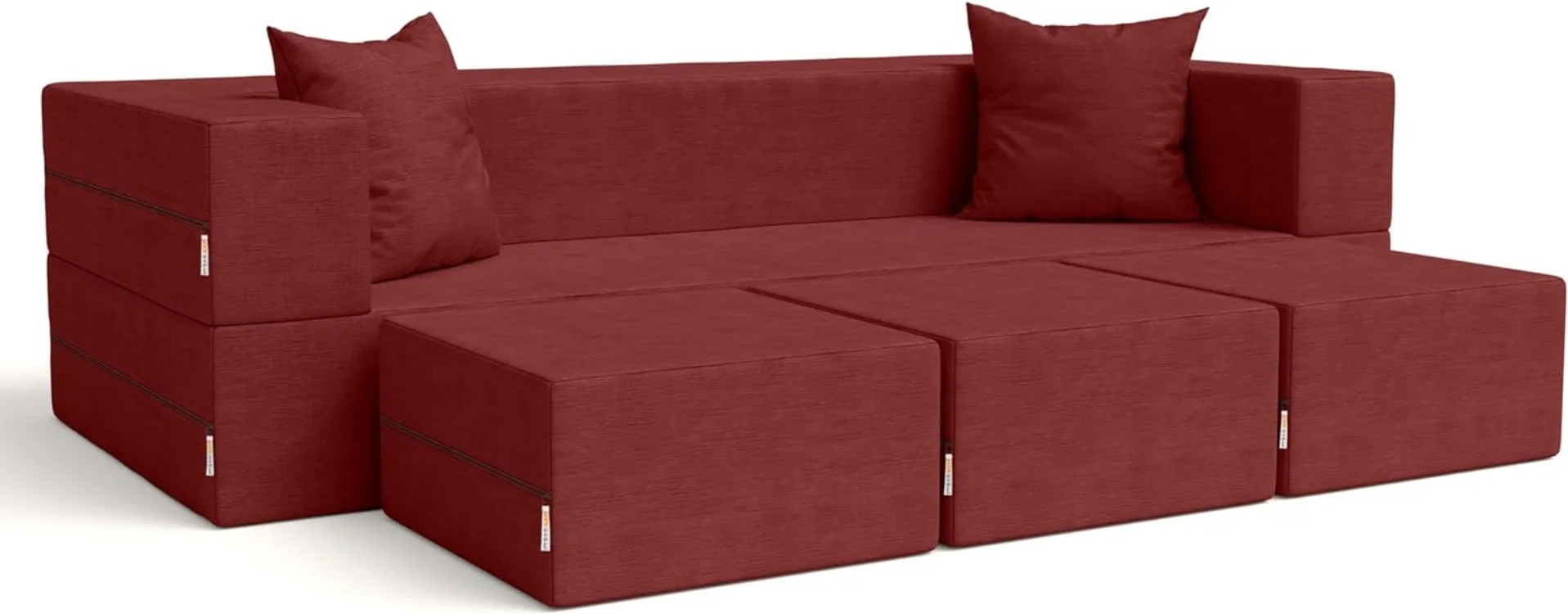 

Jaxx Zipline Convertible Sleeper Sofa & Three Ottomans/California King-Size Bed, Dove Grey