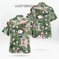 2024 New Snoopy Hawaiian Shirt Men's and Women's Children's Button Short Sleeved Beach Shirt Fashion Street Casual Shirt 1