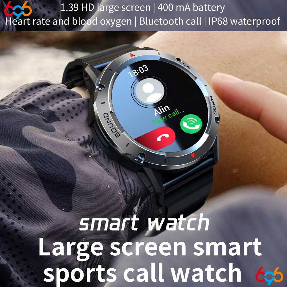 

Blue Tooth Call Smart Watch Men Sports Smartwatch Fitness Heart Rate Monitor Waterproof 400mah Music AI Voice Assistant Sleep