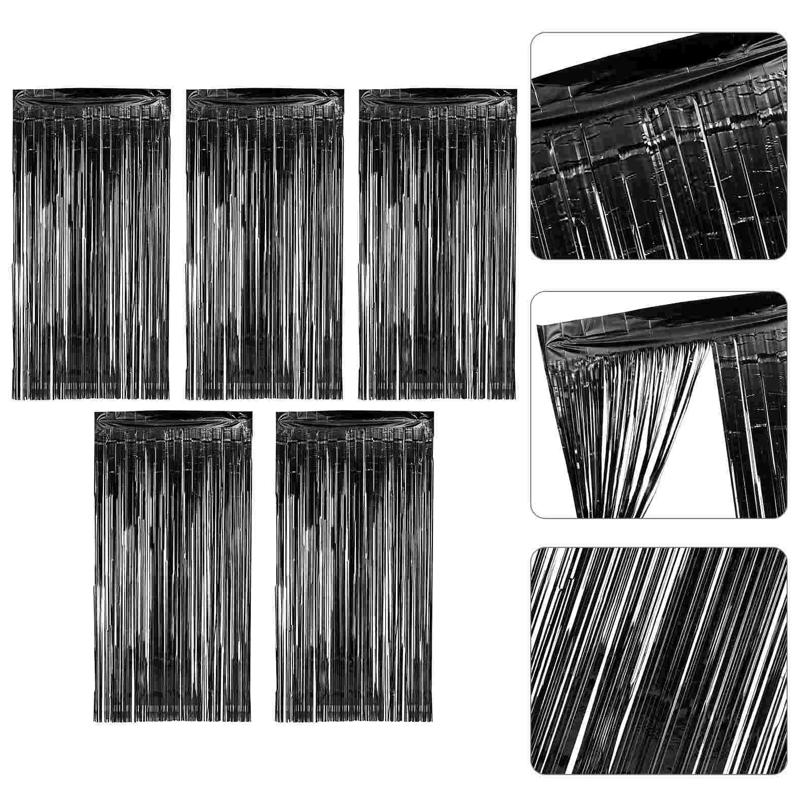 

5 Pcs Decorations Black Window Shades Party Fringe Curtain Plastic Streamer Backdrop