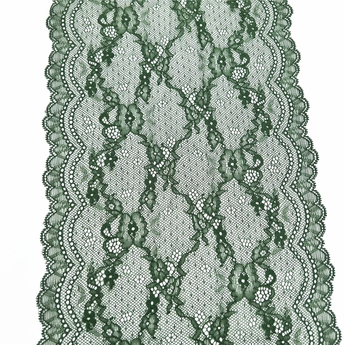 3y/lot Width 21cm Dark Green Elastic StretchLace Trim 5