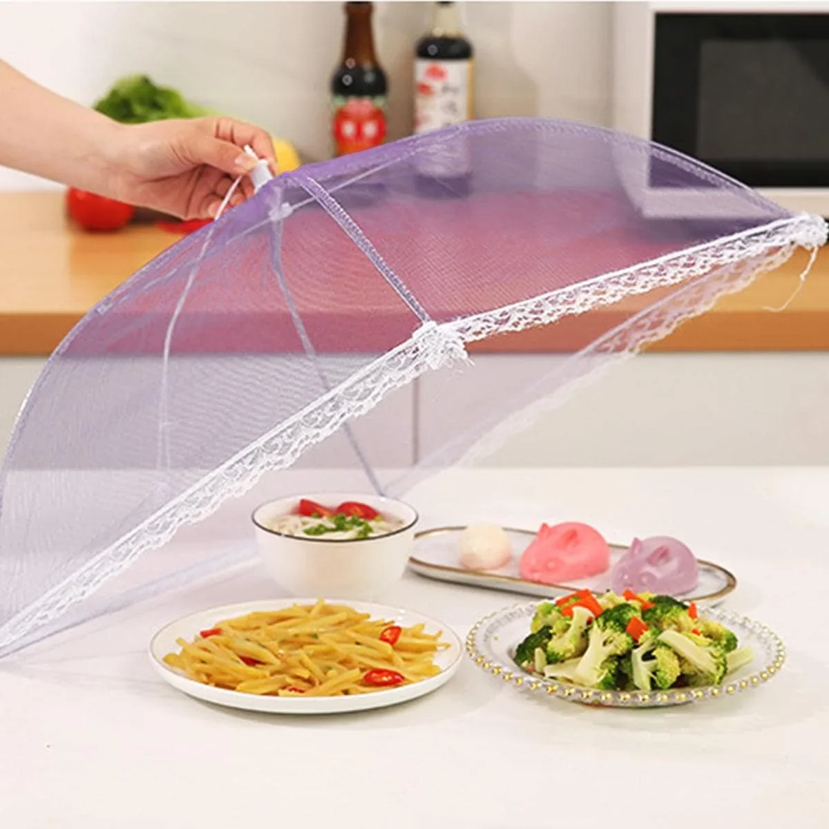Food Cover Mesh Folding Washable Flies Tables Cover Insect Proof Protective Dish Covers Home Kitchen Storage Accessaries
