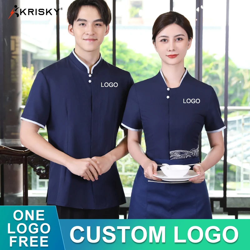 

Custom Logo Hotel Cleaner Aunt Overalls Short Sleeve Women's Summer Market Mall Room Property Large Size Cleaning Shirts