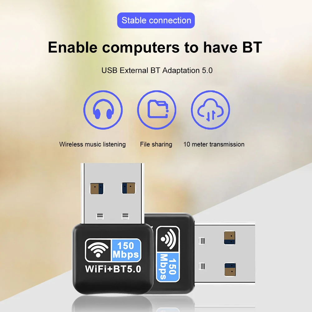 데스크탑용 미니 USB 이더넷 와이파이 동글, 블루투스 호환 5.0 IEEE 802.11N, 네트워크 카드 리시버 프리 드라이버, 150Mbps