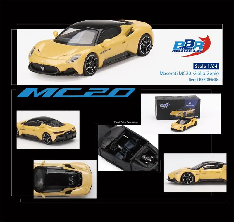 

**Pre-Order** BBR 1:64 Maserati MC20 Giallo Genio yellow Diecast Model Car