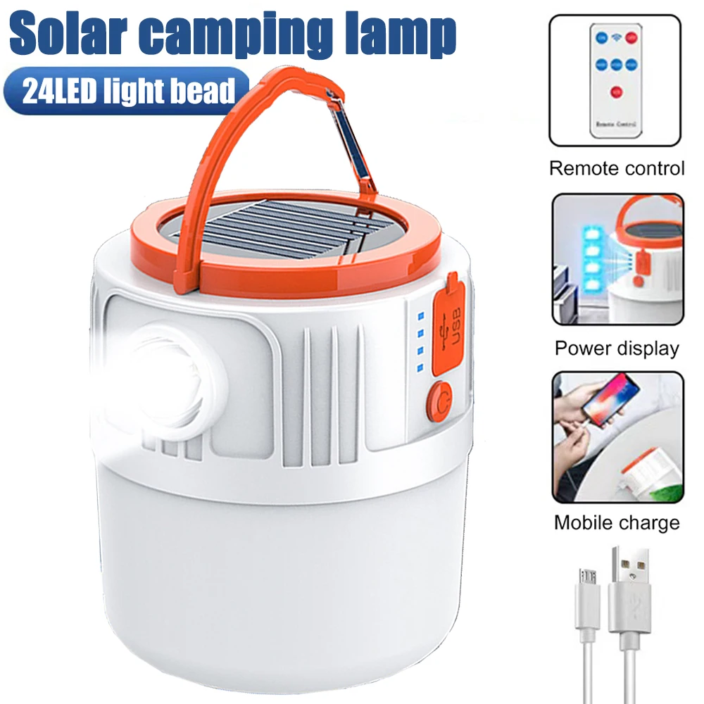 LED Solar Charging Light Energy saving USB 24Lamp Bead Bulb Night