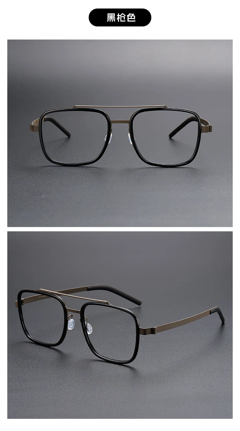 KLAR Vintage Double Bridge Acetat Titan Brillen für Herren Rahmen Myopie Brillen Bequemer ultraleichter Rahmen – Detail 15
