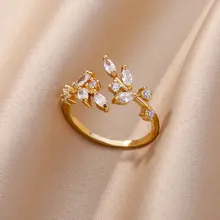 Luxury Zircon  Double Student Opening Rings For Woman 2022 New Fashion Gothic Finger Jewelry Wedding Party Girl's Sexy Ring 