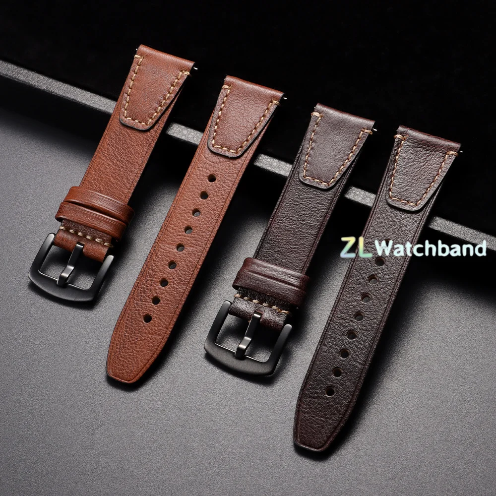 Vintage Genuine Leather Watch Strap, Retro Bracelet Quick Release Wristband