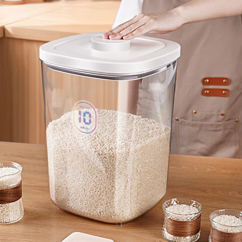 

Press type Sealed Rice Bucket Flour Storage Box Pet Grain Storage Bucket Cat Grain Bucket Miscellaneous Grain Rice Jar 5kg 10kg