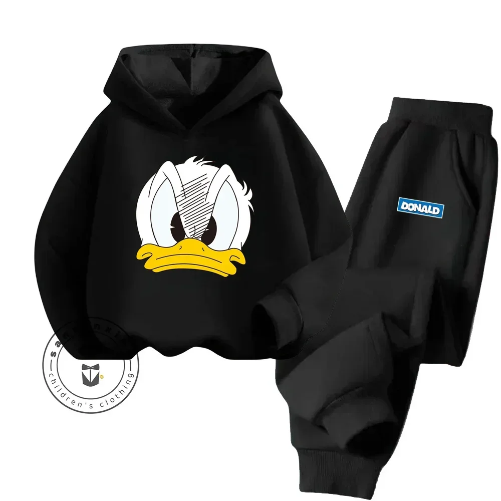 Spring and Fall Fashion Cartoon Donald Duck Pure Cotton Boys and Girls Teenagers Unique Super Good-looking Sweatshirt Tracksuit 2