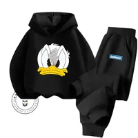 Spring and Fall Fashion Cartoon Donald Duck Pure Cotton Boys and Girls Teenagers Unique Super Good-looking Sweatshirt Tracksuit 2