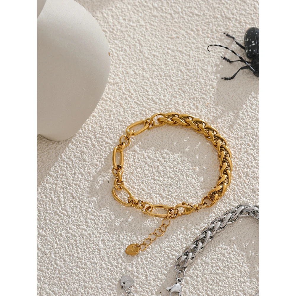 Yhpup Stainless Steel Bracelet 18K Gold Plated