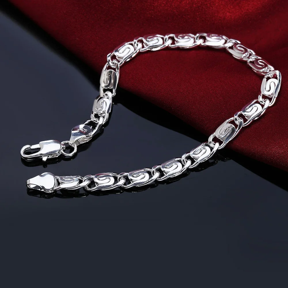 Fashion Beautiful Silver Color Bracelet for , Women Men Charm Classic Wedding Party Gift High Quality Jewelry Wholesale