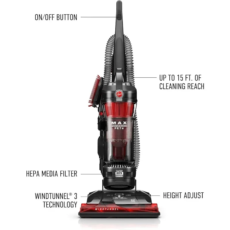 Hoover WindTunnel 3 Max Performance Pet, Bagless Upright Vacuum Cleaner, HEPA Media Filtration, For Carpet and Hard Floor 6