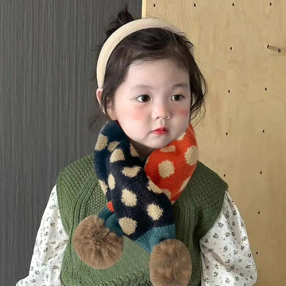 Children Thickening Thermal Neck Warmer Windproof Snap Fastener Winter Knitting Scarf Boys Girls Autumn Winter