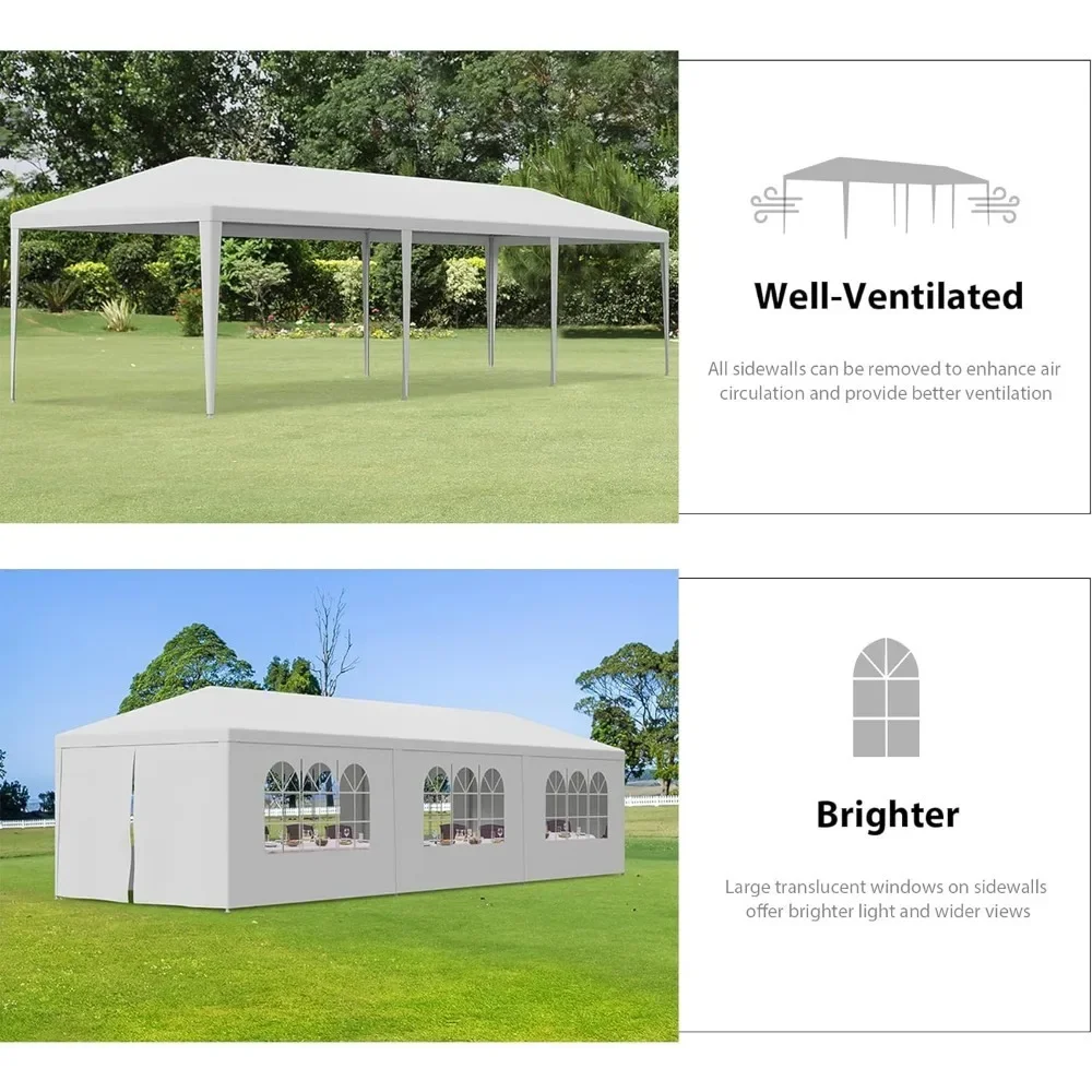 Sunshade Tent 10'x30' Outdoor Canopy Tent Patio Camping Gazebo Shelter Pavilion Cater Party Wedding BBQ Events Tent W/Removable Sidewalls Home