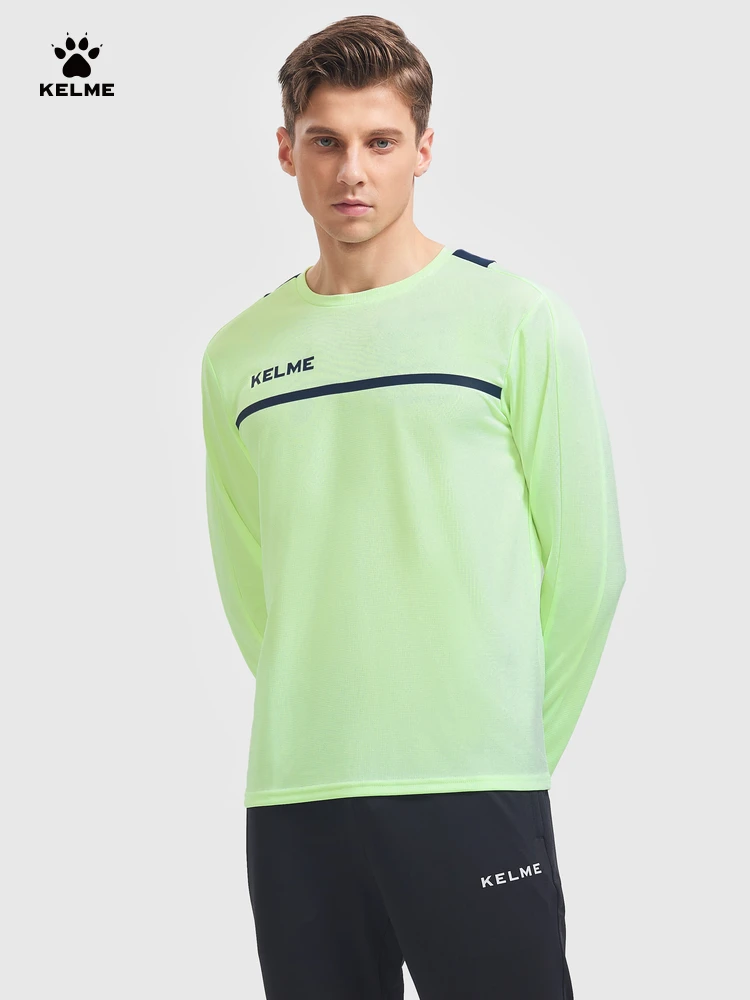 Mens Shirts KELME long sleeve T-shirt men's spring football sport tops round neck professional running training clothes