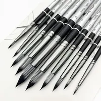 Round Watercolor Paint Brushes Set - Professional 10pcs Gouache Paint Brush for Artist, Acrylic, Miniature, Face Painting 1