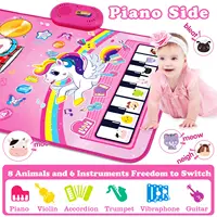 Baby Musical Mat Toddler Toys 3 in 1 Piano Drum Animal Touch Unicorn blanket Toys Babies Birthday Gifts for 0-3 Year Boys Girls 2