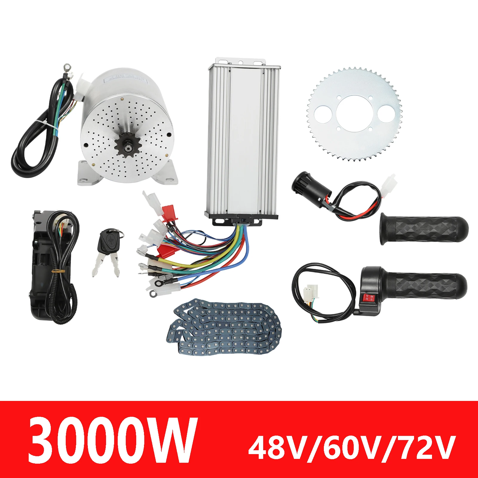 Kit de moteur sans balais 3000W 48V-60V-72V avec contrôleur et accélérateur pour Scooter électrique, Kit de Conversion de moto électrique