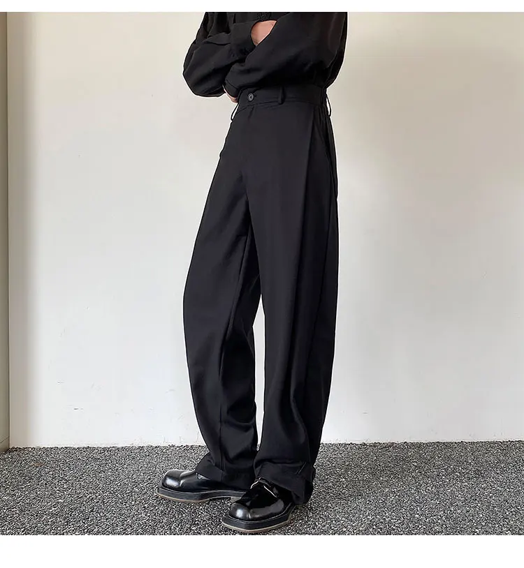 

Yamamotostyle Pants Dark Tie Straight Leg Wide Leg Pants Design High-grade Sense Of Plankton Handsome Pants