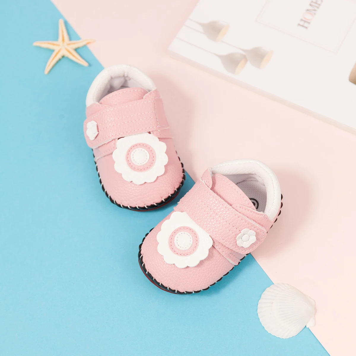 Nette Cartoon Baby Junge Mädchen Leder Casual Sneaker Exquisite Blume Herz Gestreiften Erste Wanderer Gummi Weiche Anti-slip Flache sohle – Detail 12