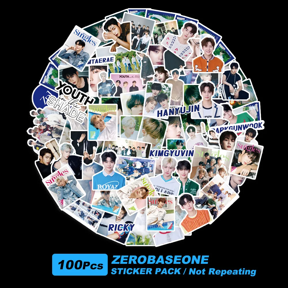 

100pcs/set Kpop ZEROBASEONE Character Stickers Photo Album YOUTH IN THE SHADE New Kpop BOY Group Decorate Stickers