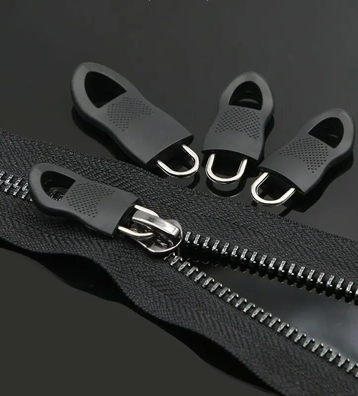 Detachable Metal Zipper Pull Zipper Repair Kit Tags Zip Fixer for Clothes Black Puller Slider for Home Bag Suitcase Cloth