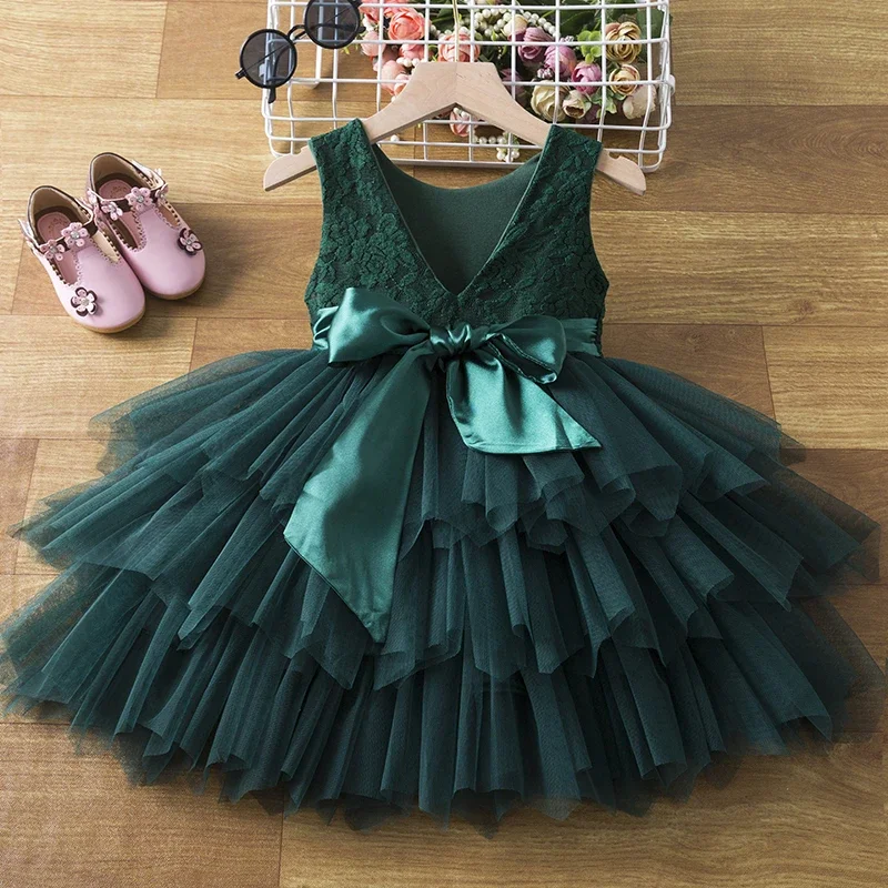 

2-6 Yrs Lace Christmas Dresses for Baby Girls Cute Kids Princess Party Ball Gown Children Birthday Wedding Evening Prom Dress