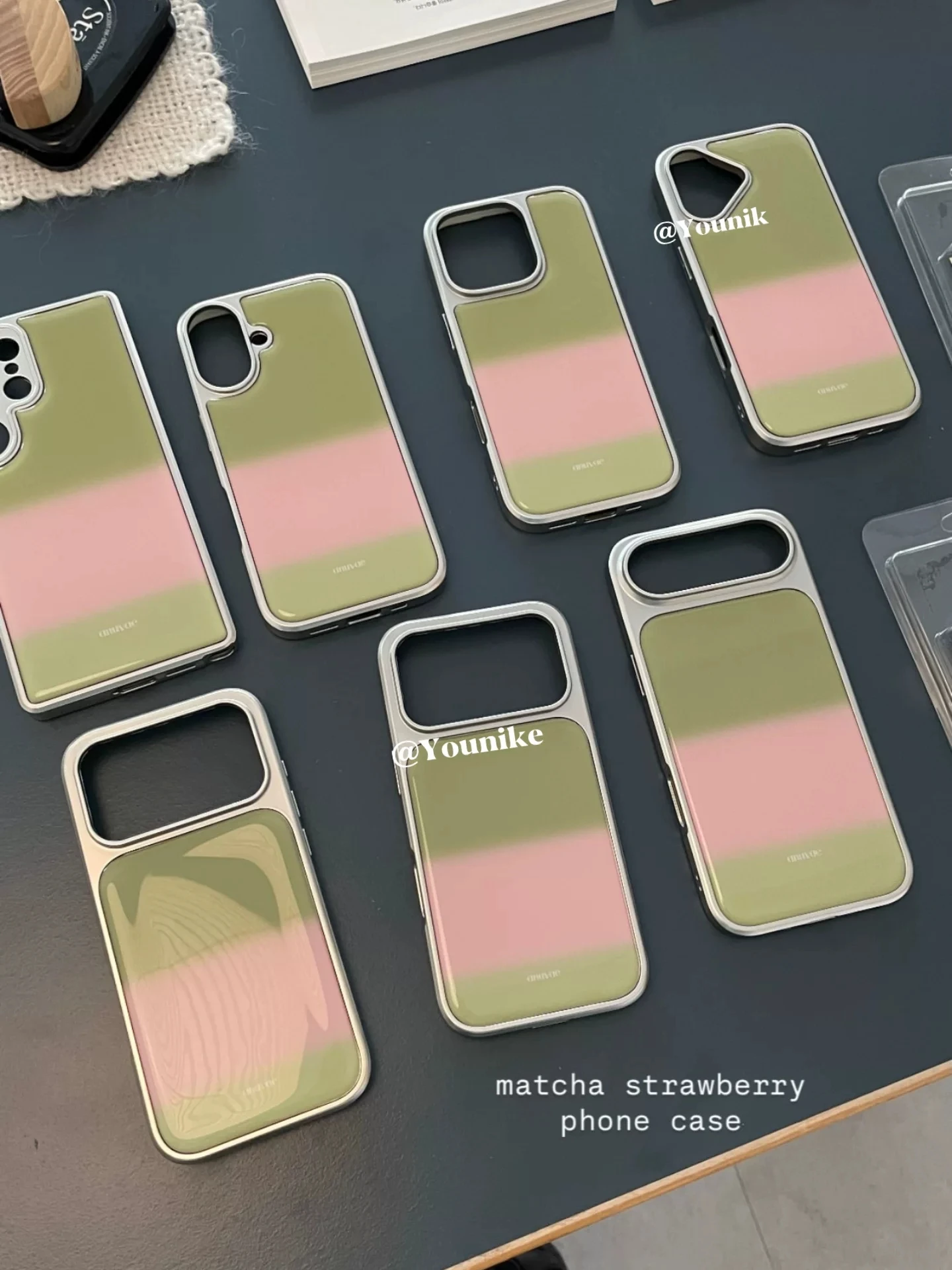 Glossy Gradient Green and Pink Phone Case - Y2K Shockproof Cover