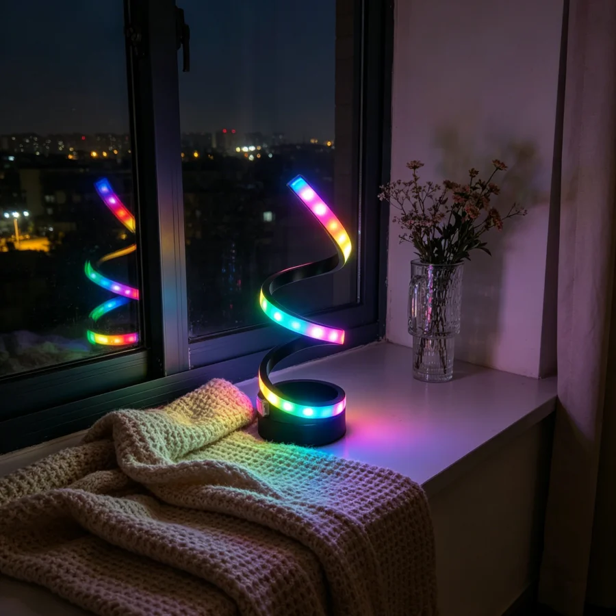 1PC RGB 스파이럴 테이블 램프 (파티용), 색상 변경 LED 데스크 라이트 (USB 포함), 침실, 바, 게임룸용 멋진 분위기 조명