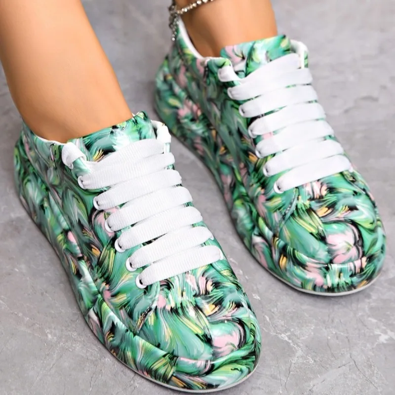 

Женские кроссовки на шнуровке, спортивная обувь на толстой подошве, Нескользящие кроссовки с вулканизированной подошвой для активного отдыха и походов, Новинка лета 2024