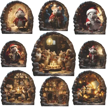 크리스마스 마우스 구멍 벽 스티커, 홈 장식 액세서리, 거실 데칼, 침실 가구 아트 인테리어