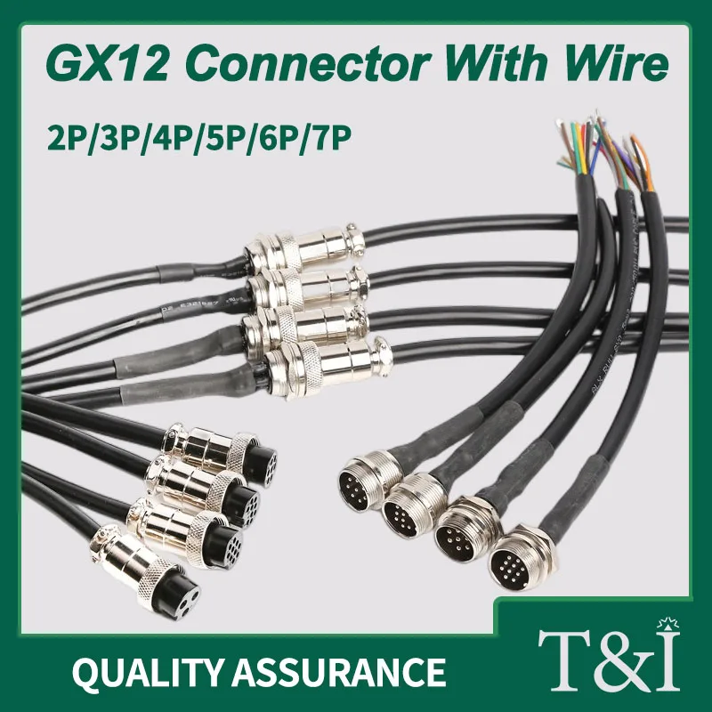 

1PCS GX12 Aviation Connectors with Power Cable Line Socket Plug—For Industrial Machinery and Equipment, Available in 2-7 Pins
