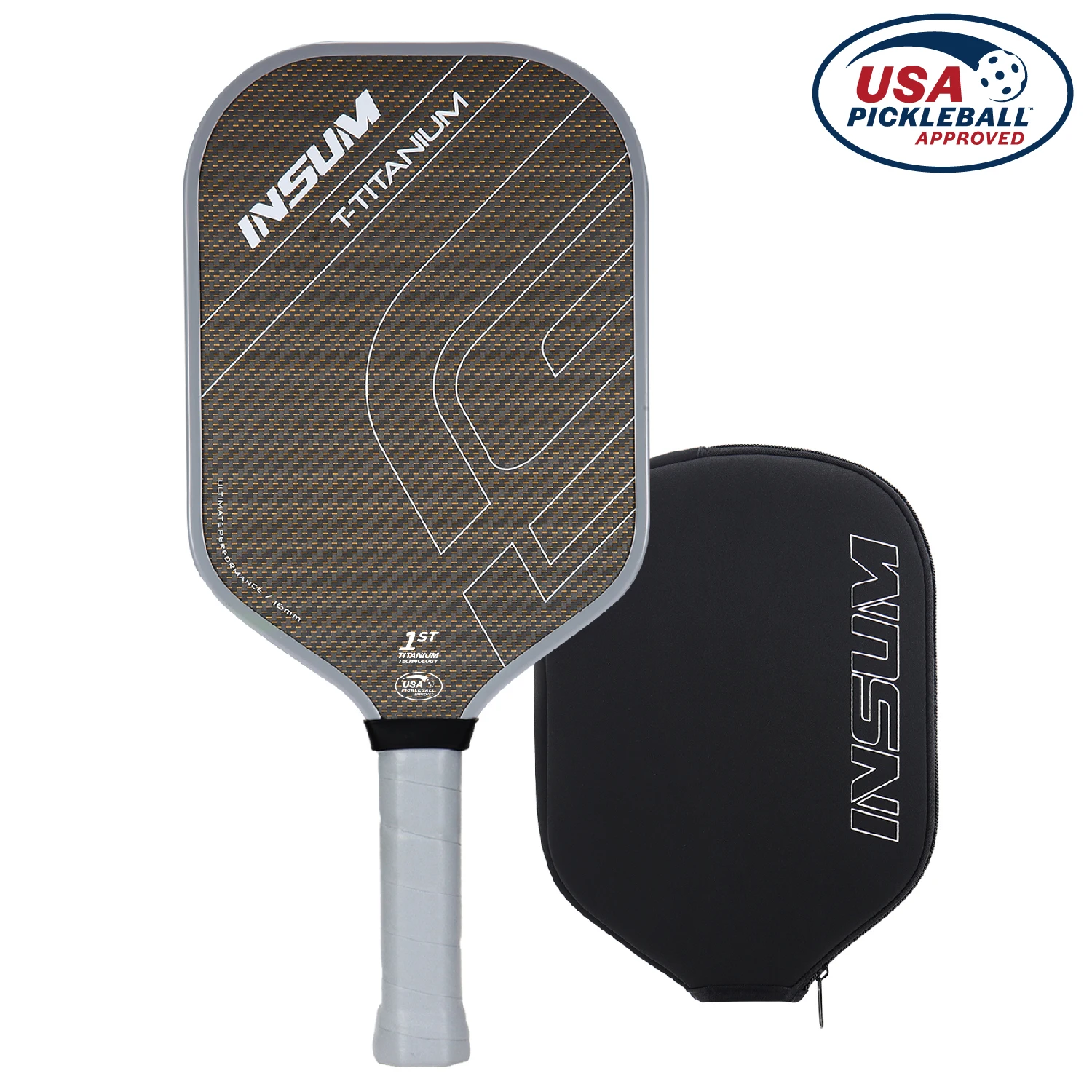 INSUM T-Titanium Pickleball Paddle USAPA certified CTS-Carbon Titanium Surface 1st titanium Tech Pickleball racket High Grit