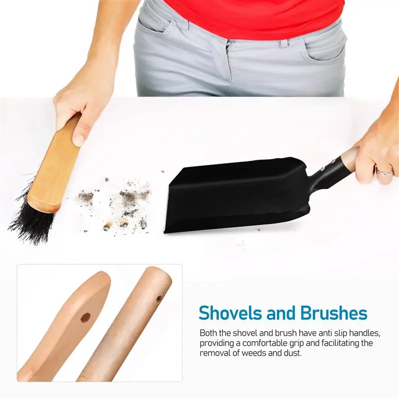 1 Set Coal Shovel And Hearth Brush Set, Fireplace Shovel And Brush, Hearth Tidy Set, Fireplace Tool Fire Pit Cleaning Tools