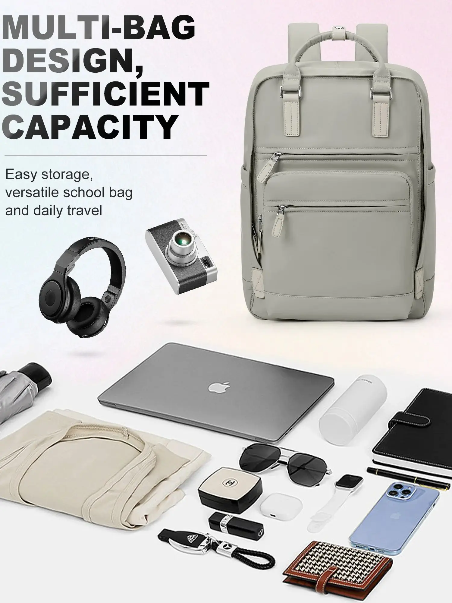 Girl's School Bag Laptop Backpacks Women's Commuter Nylon Informal Backpack, Casual Youth School Bookbag 2024 College Backpack