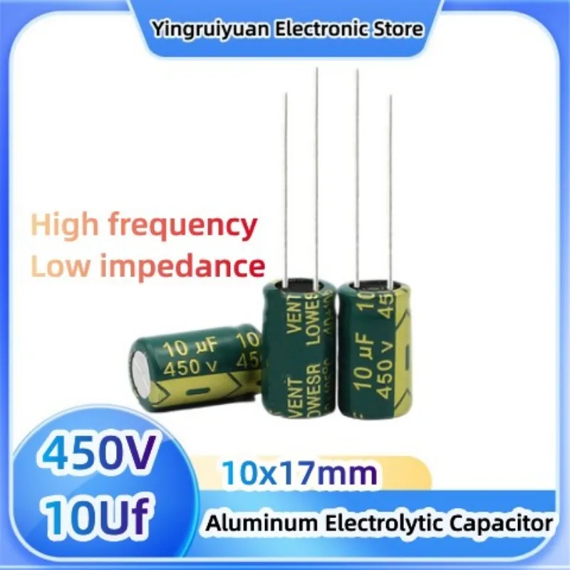 

Алюминиевый электролитический конденсатор 450V1 0 мкФ, высокочастотный, с низким сопротивлением, импульсный источник питания 10x17 20 шт.